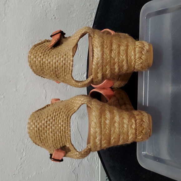 Gaimo Made In Spain Genuine Suede Espadrille Wedge In Coral Size 40 Or 9.5 - Picture 5 of 12